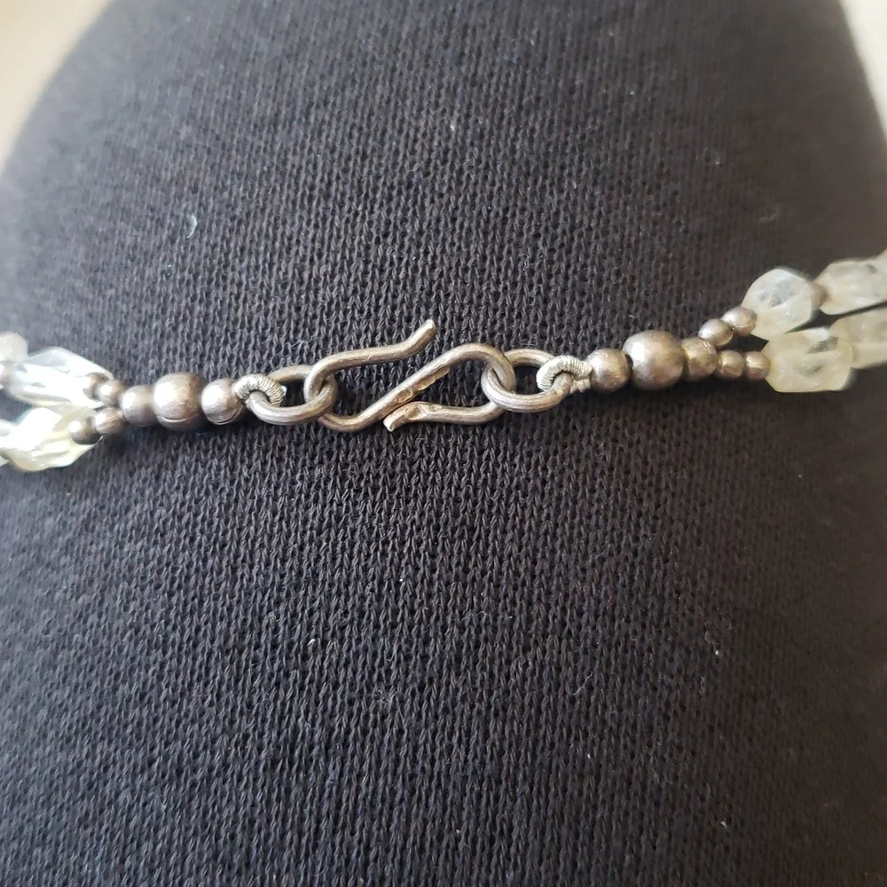 Beautiful Double Strand Lariat Y Clear Glass Beaded Necklace